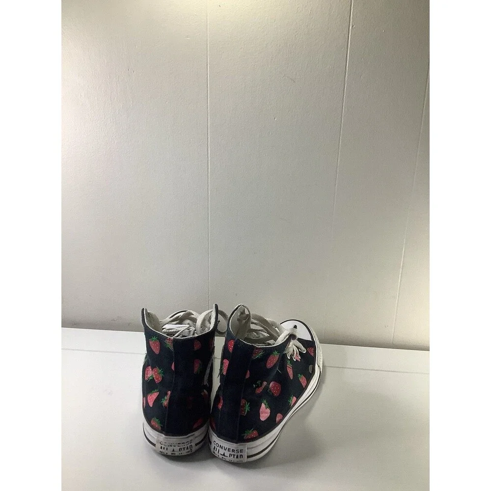 Girls Converse High Top Sneakers Black Strawberry Size 4 us No Box Whimsical